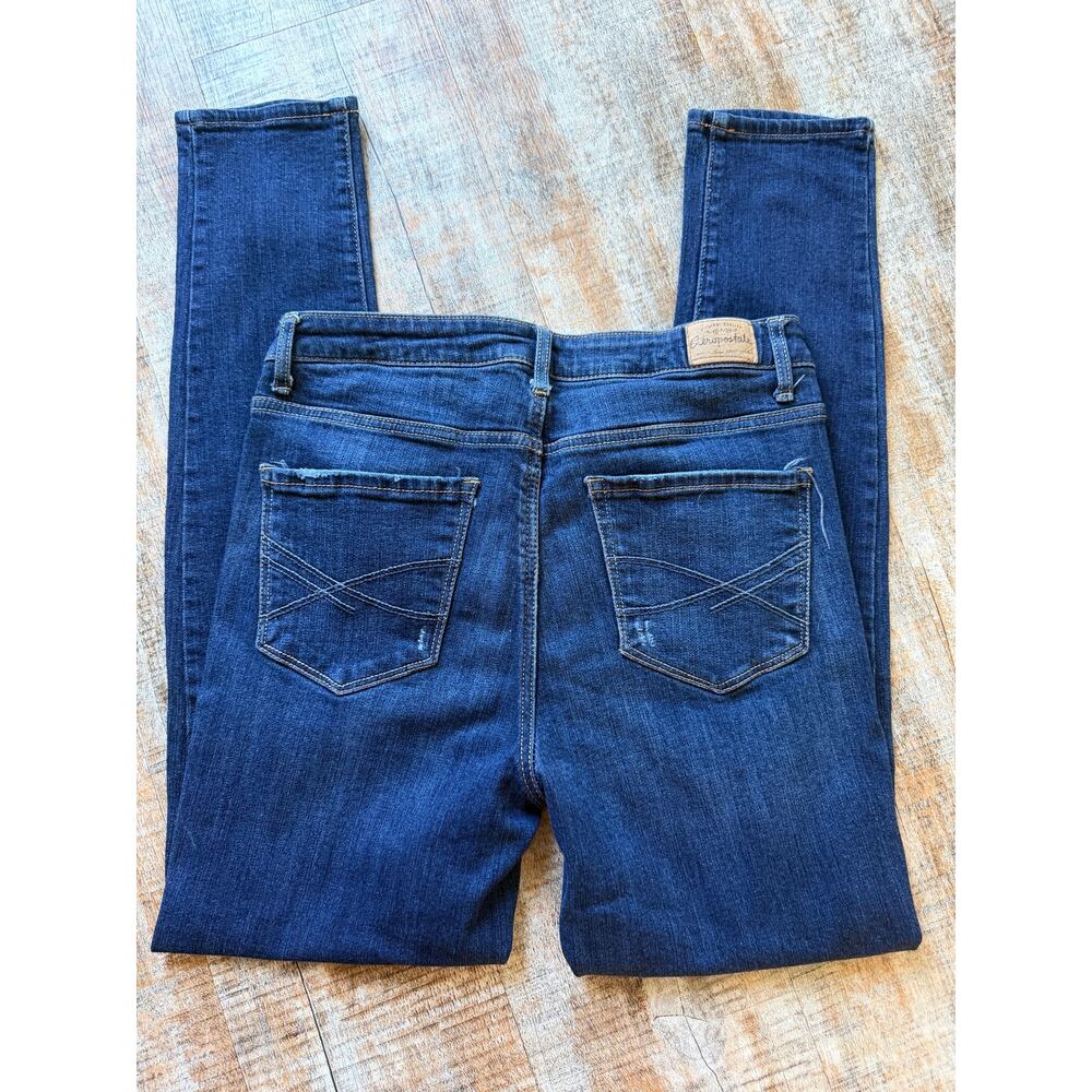 Aeropostale Dark Wash Slightly Distressed High Rise Jegging Size 10 Regular